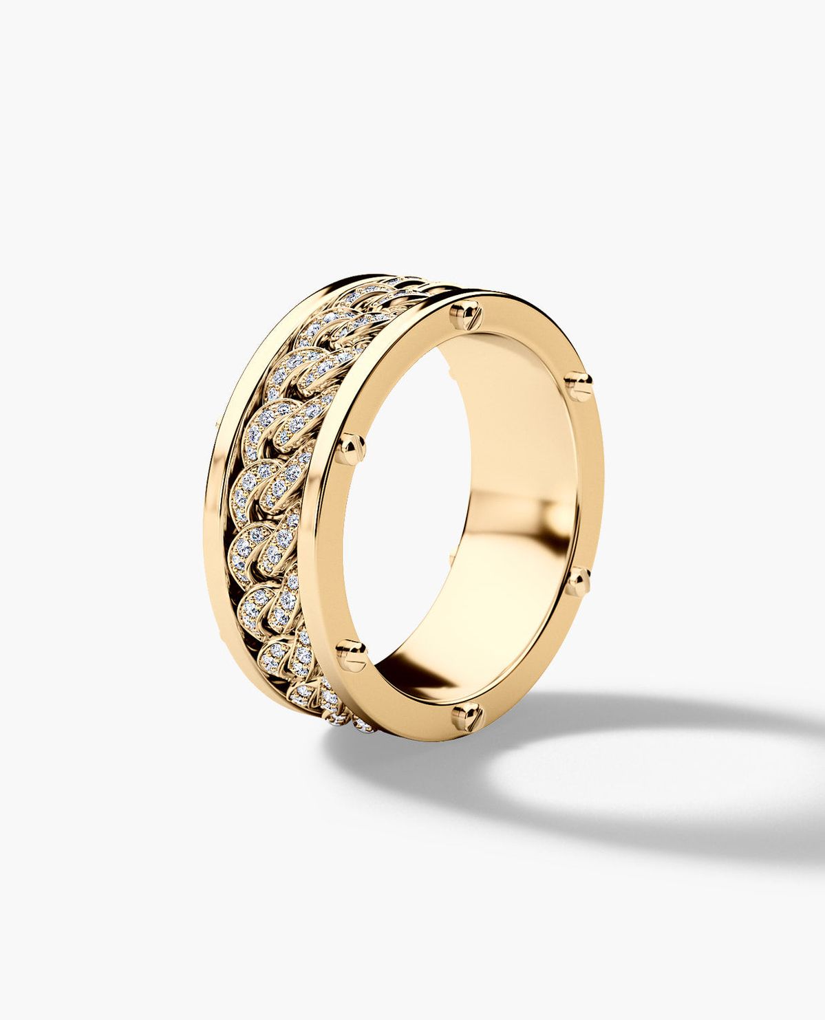 Diamond Cuban Link Band with Screw Motif Accents