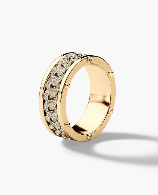 Diamond Cuban Link Band with Screw Motif Accents
