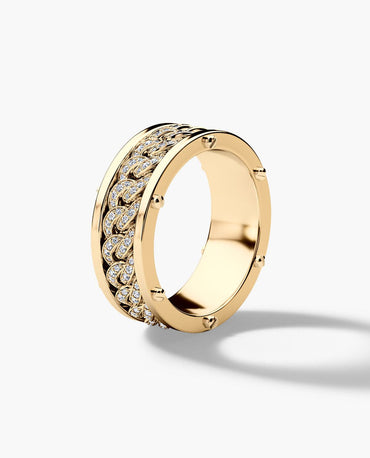 Diamond Cuban Link Band with Screw Motif Accents