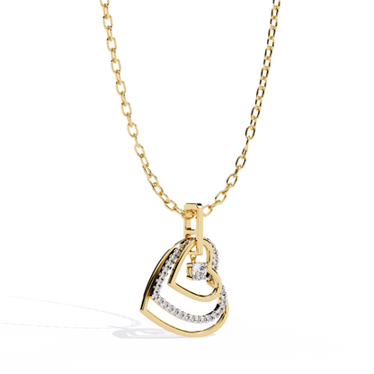 Double Interlocking Pave Heart Diamond Pendant