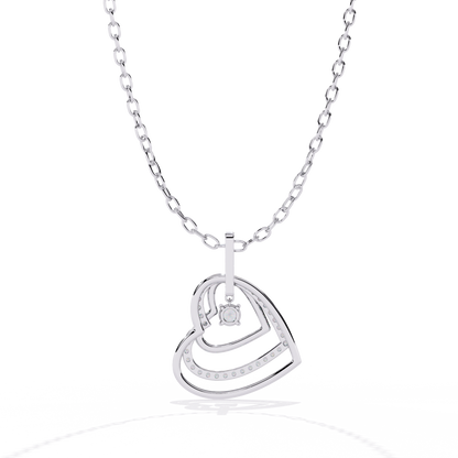 Double Interlocking Pave Heart Diamond Pendant