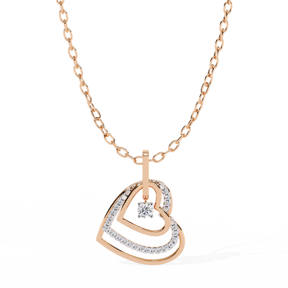 Double Interlocking Pave Heart Diamond Pendant