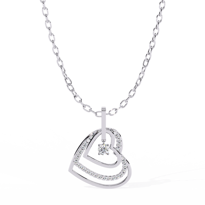 Double Interlocking Pave Heart Diamond Pendant