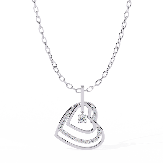 Double Interlocking Pave Heart Diamond Pendant