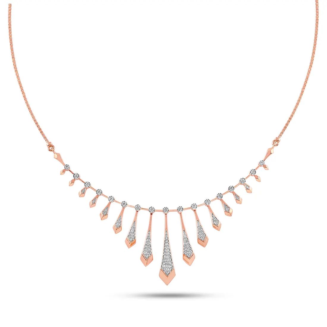 Elegant Geometric Diamond Fringe Necklace