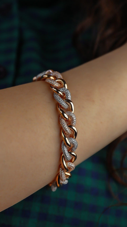 Luxury Two-Tone Pavé Cuban Link Bracelet