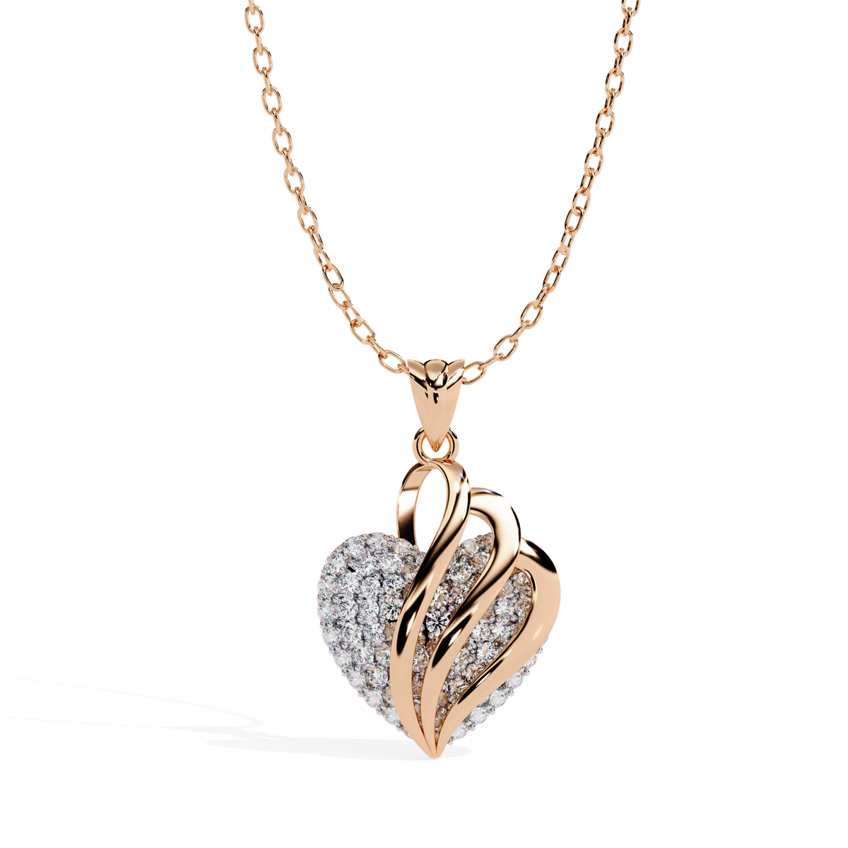 Exquisite Pave Diamond Heart Pendant