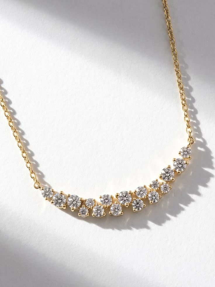 Curved Diamond Arc Necklace
