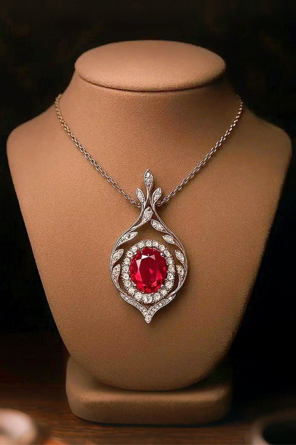 Exquisite Vintage-Inspired Ruby and Diamond Pendant Necklace