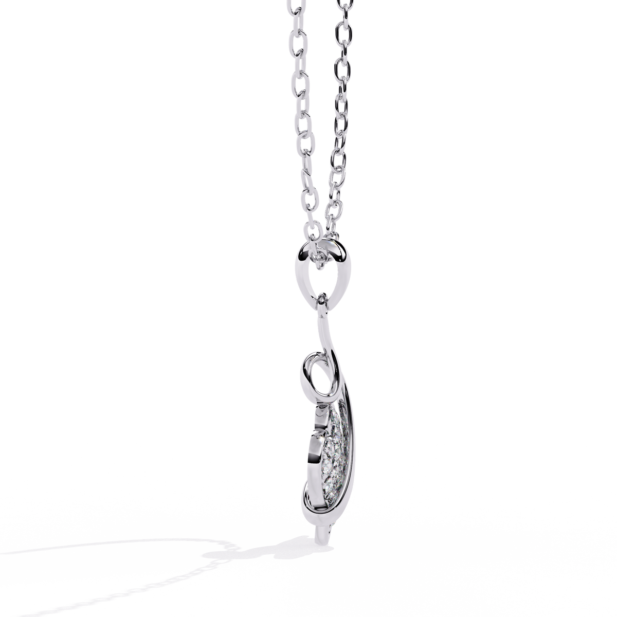 Diamond Pavé Swirl Heart Pendant