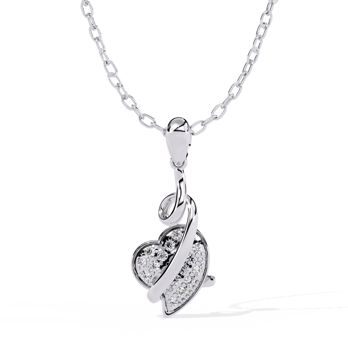 Diamond Pavé Swirl Heart Pendant