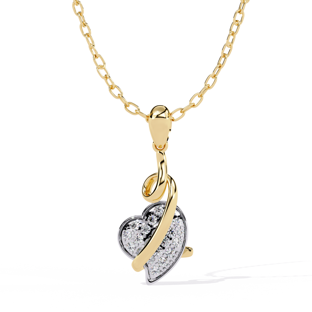 Diamond Pavé Swirl Heart Pendant