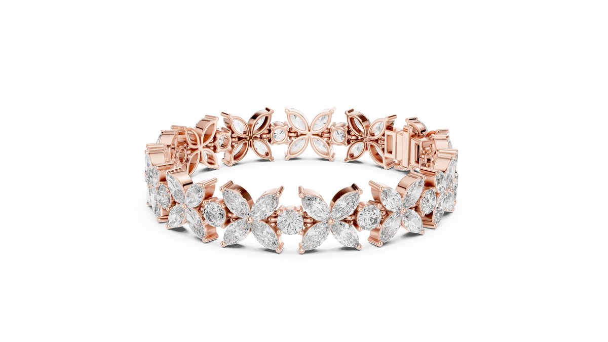 Ethereal Blossom Cluster Diamond Tennis Bracelet