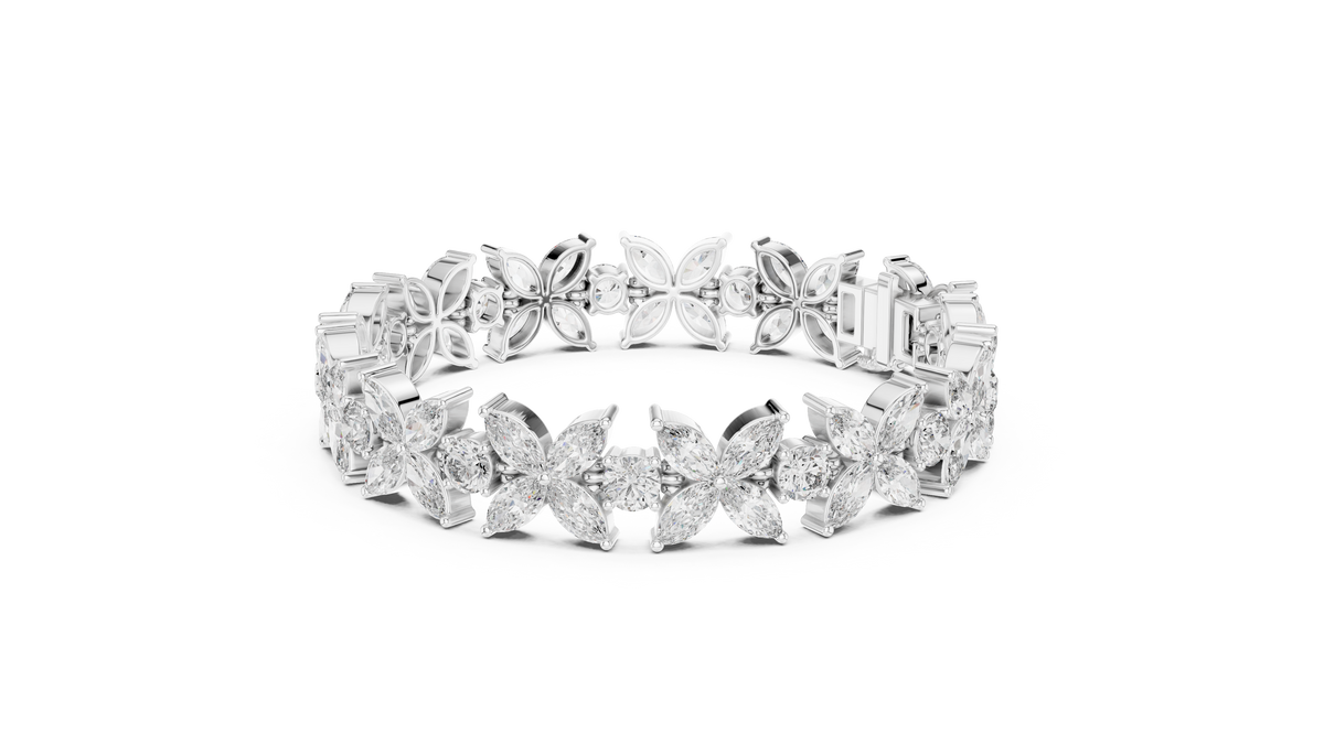 Ethereal Blossom Cluster Diamond Tennis Bracelet
