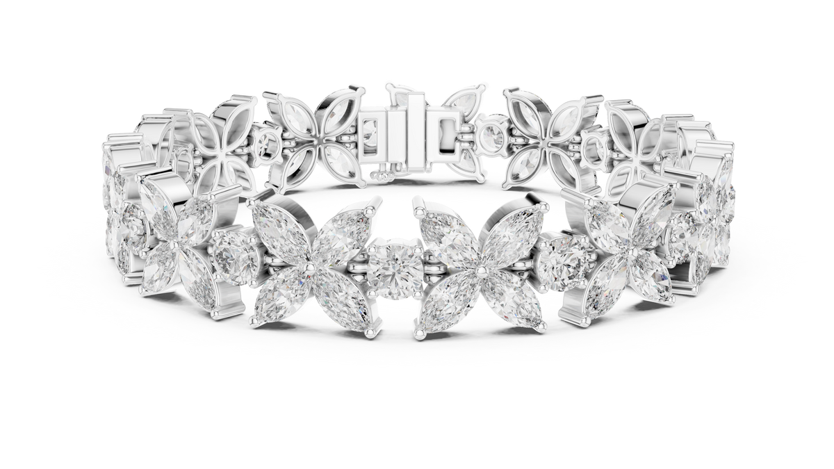 Ethereal Blossom Cluster Diamond Tennis Bracelet