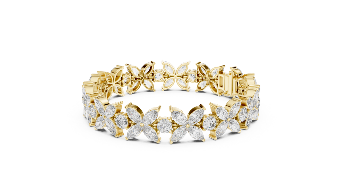 Ethereal Blossom Cluster Diamond Tennis Bracelet