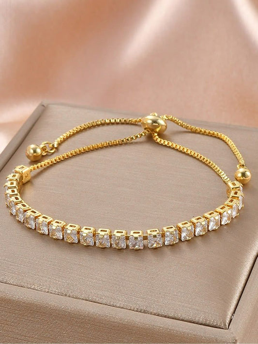 Cubic Zirconia Tennis Slider Bracelet