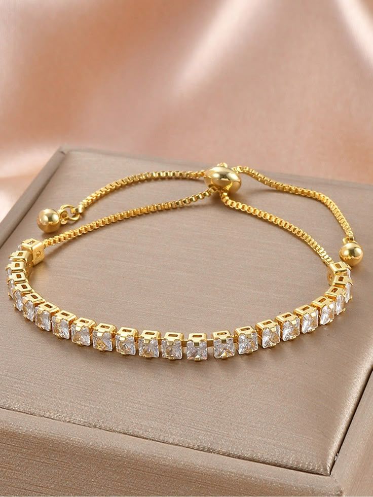 Cubic Zirconia Tennis Slider Bracelet