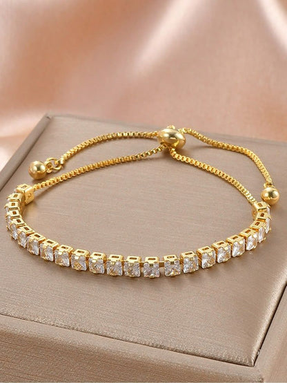 Cubic Zirconia Tennis Slider Bracelet