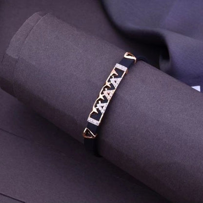 Luxury Geometric Diamond & Gold Accent Rubber Bracelet