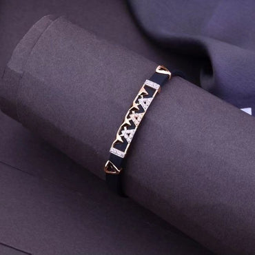 Luxury Geometric Diamond & Gold Accent Rubber Bracelet