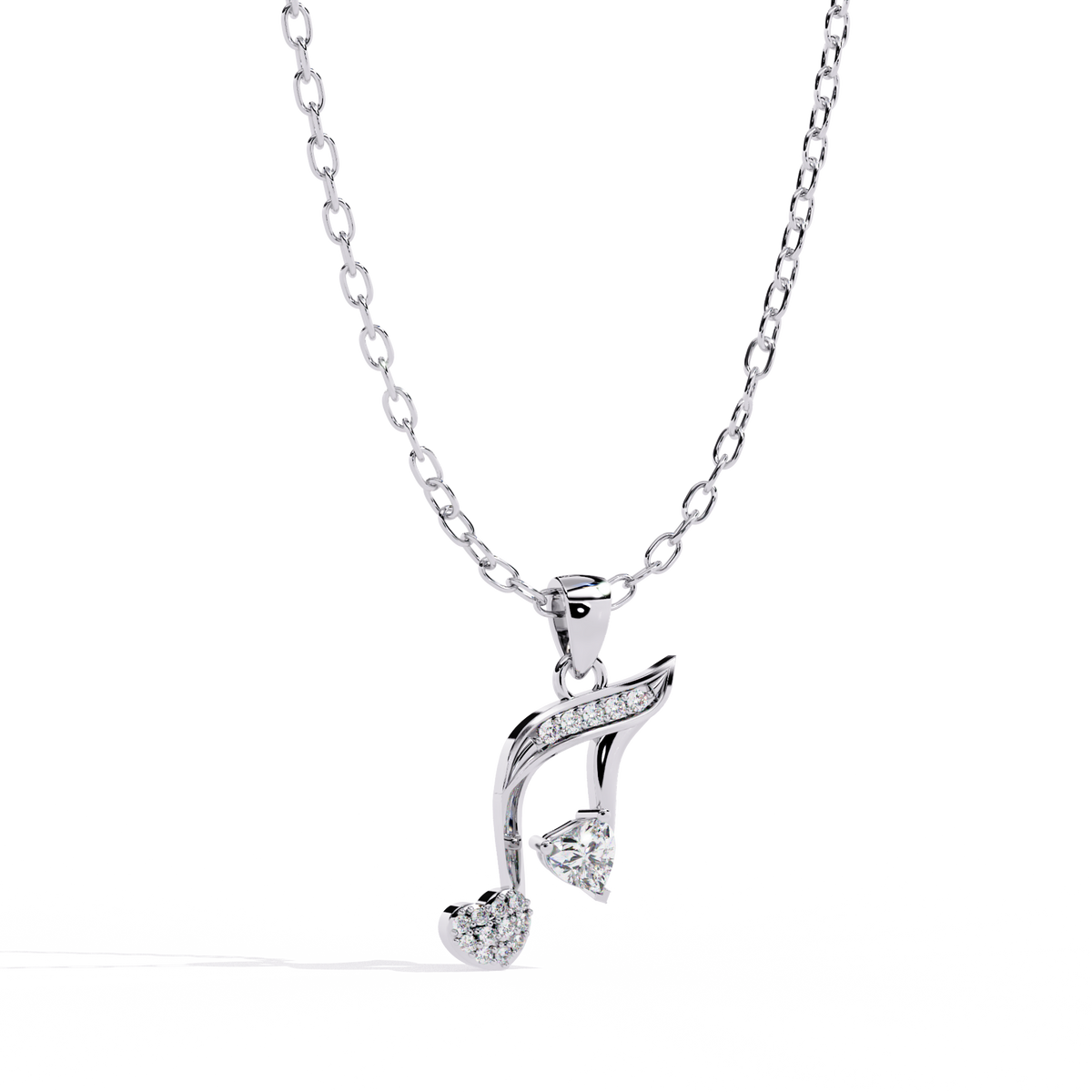 Diamond Music Note & Heart Pendant