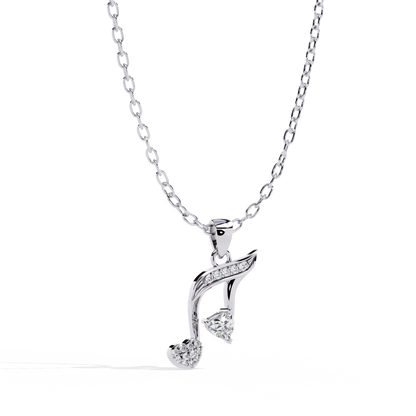 Diamond Music Note & Heart Pendant