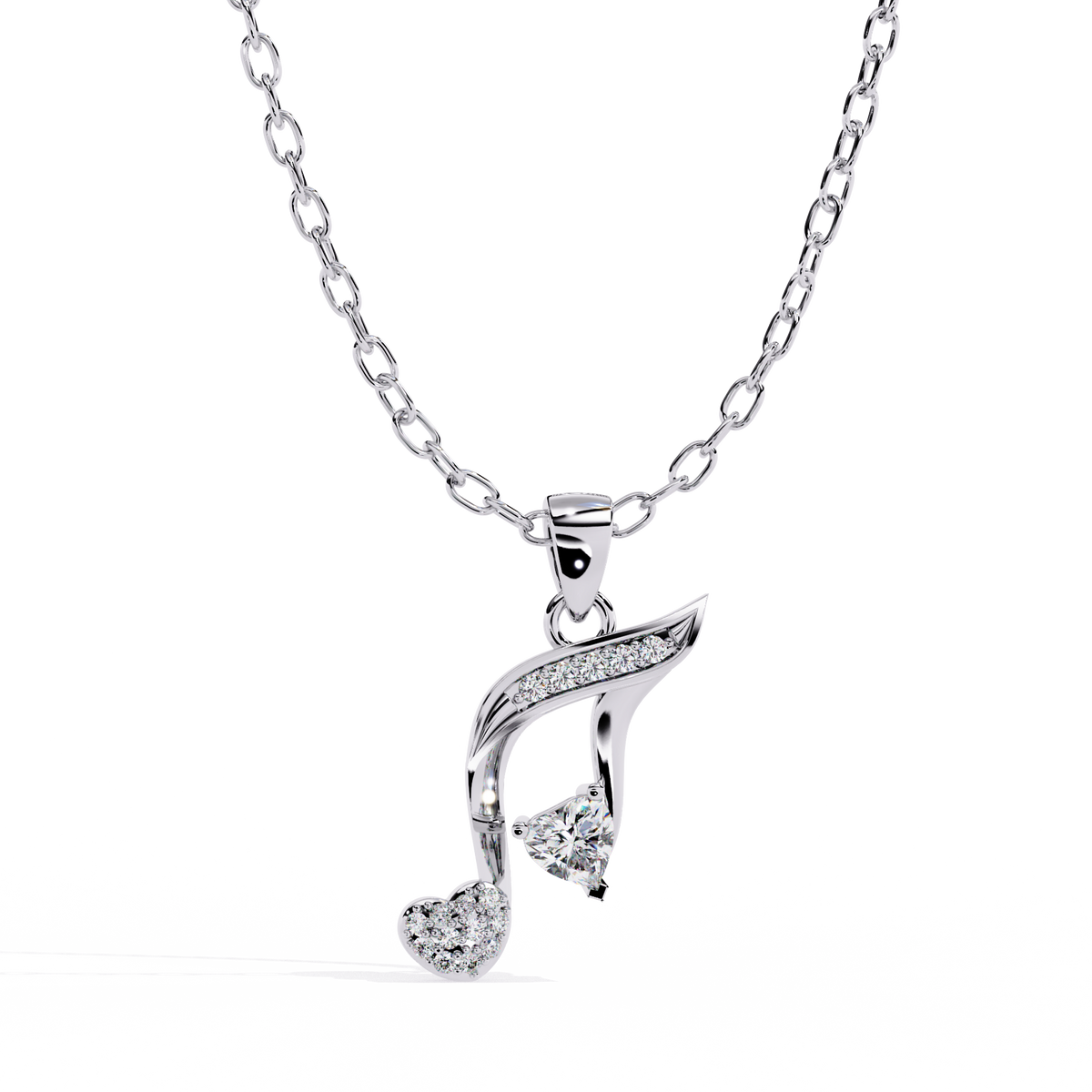 Diamond Music Note & Heart Pendant