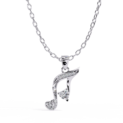 Diamond Music Note & Heart Pendant