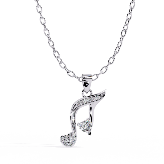 Diamond Music Note & Heart Pendant