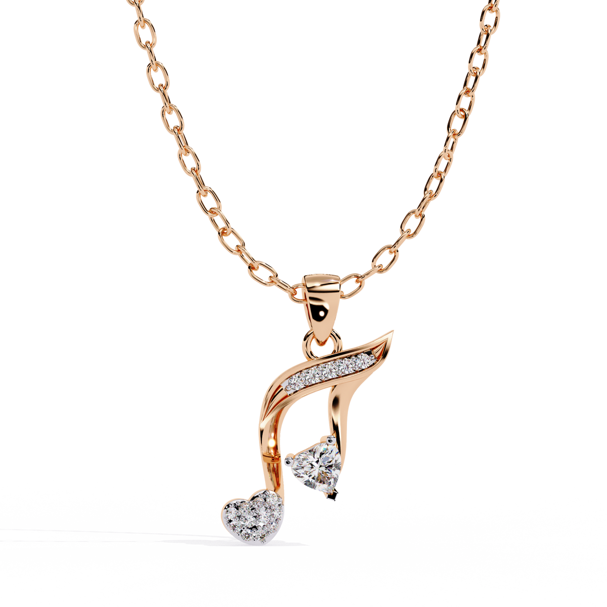 Diamond Music Note & Heart Pendant