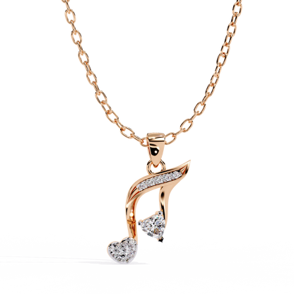 Diamond Music Note & Heart Pendant
