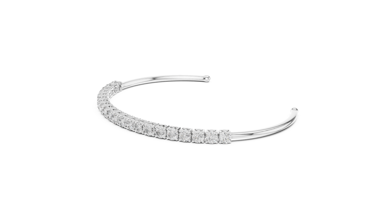 Half-Pavé Diamond Cuff Bangle