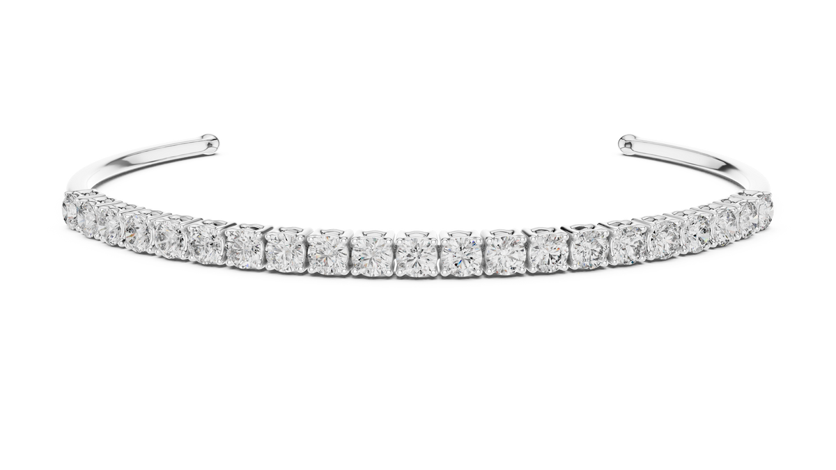 Half-Pavé Diamond Cuff Bangle