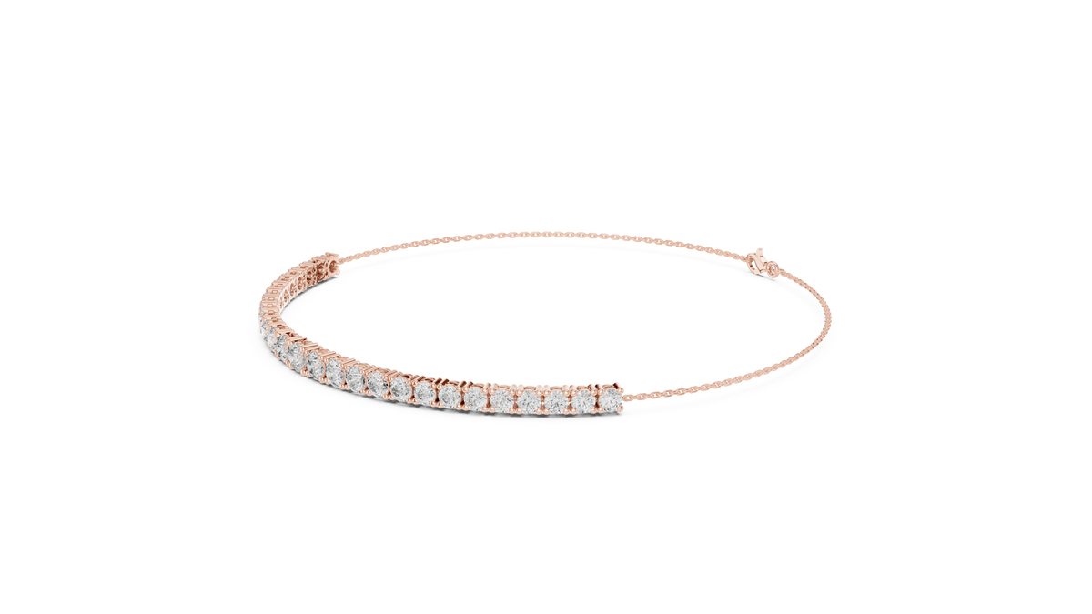 Half-Diamond Station & Chain Bracelet