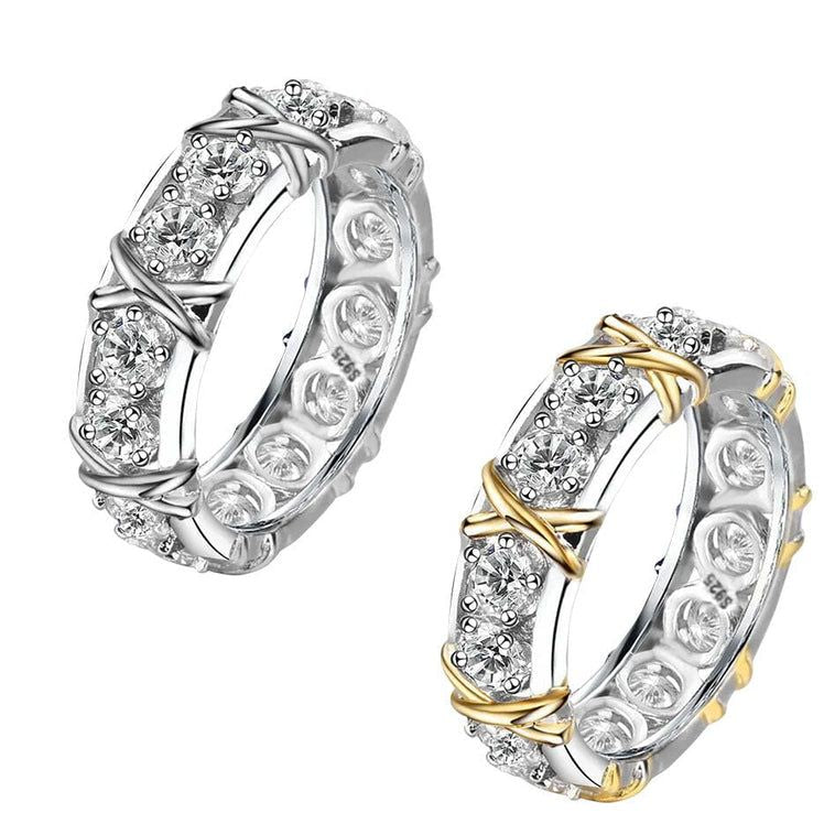 Sparkling Eternity Band with Crossed 'X' Accents