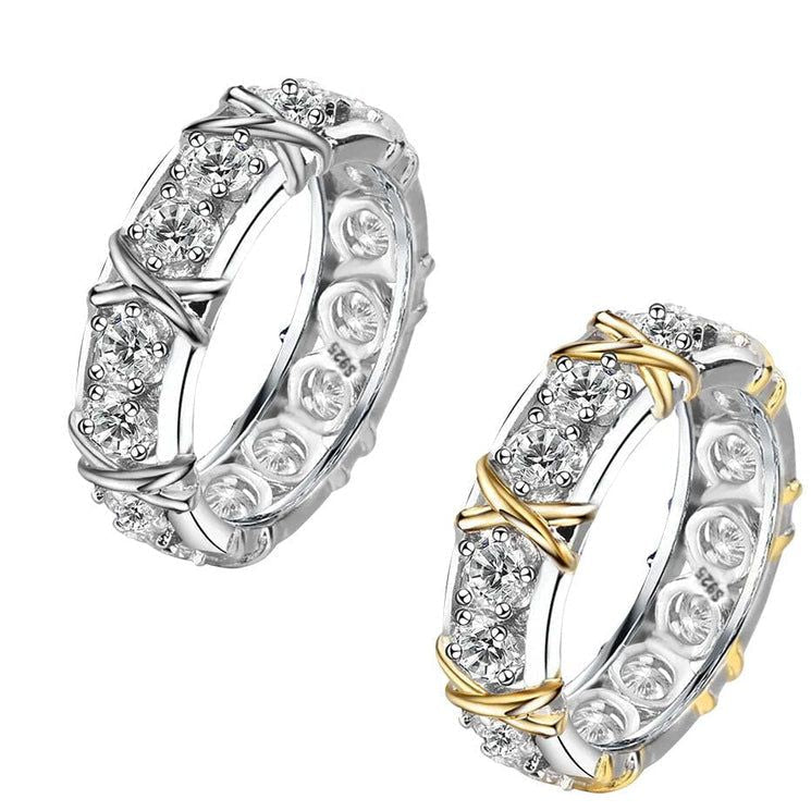 Sparkling Eternity Band with Crossed 'X' Accents