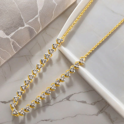 Elegant Two-Tone Diamond Line Station Necklace