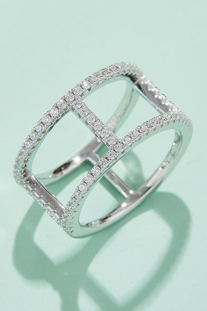 Modern Geometric Double Band Diamond Cage Ring