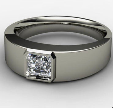 Men's Bezel-Set Radiant Cut Solitaire Band