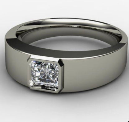 Men's Bezel-Set Radiant Cut Solitaire Band
