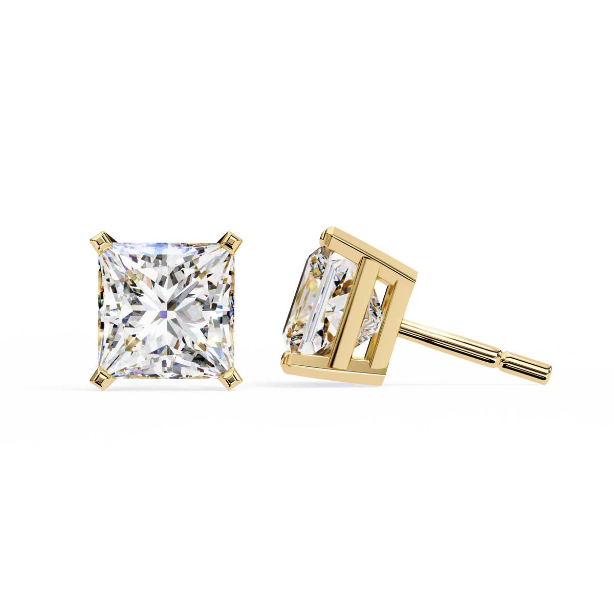 princess-cut diamond stud earrings