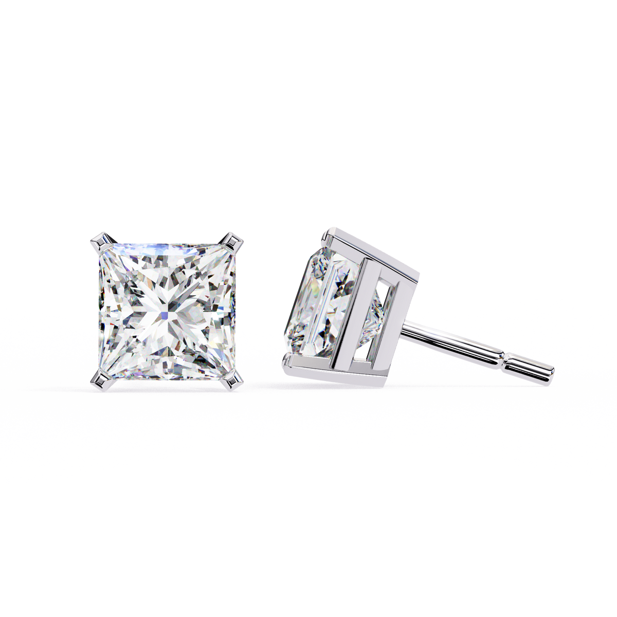 princess-cut diamond stud earrings