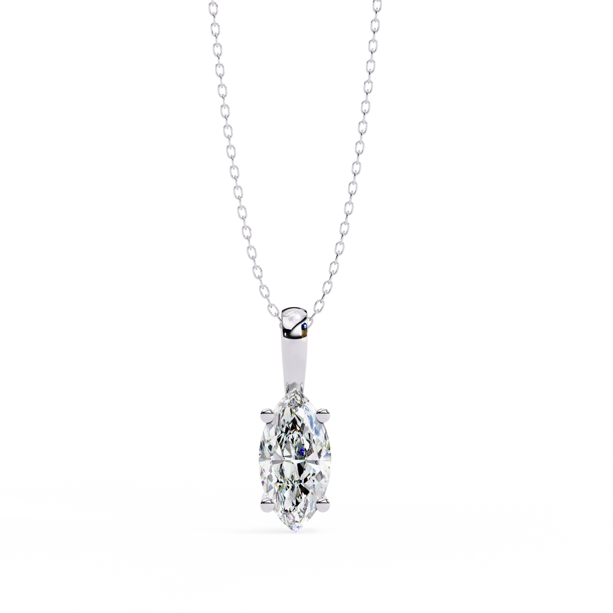 Elegant Marquise Diamond Solitaire Pendant