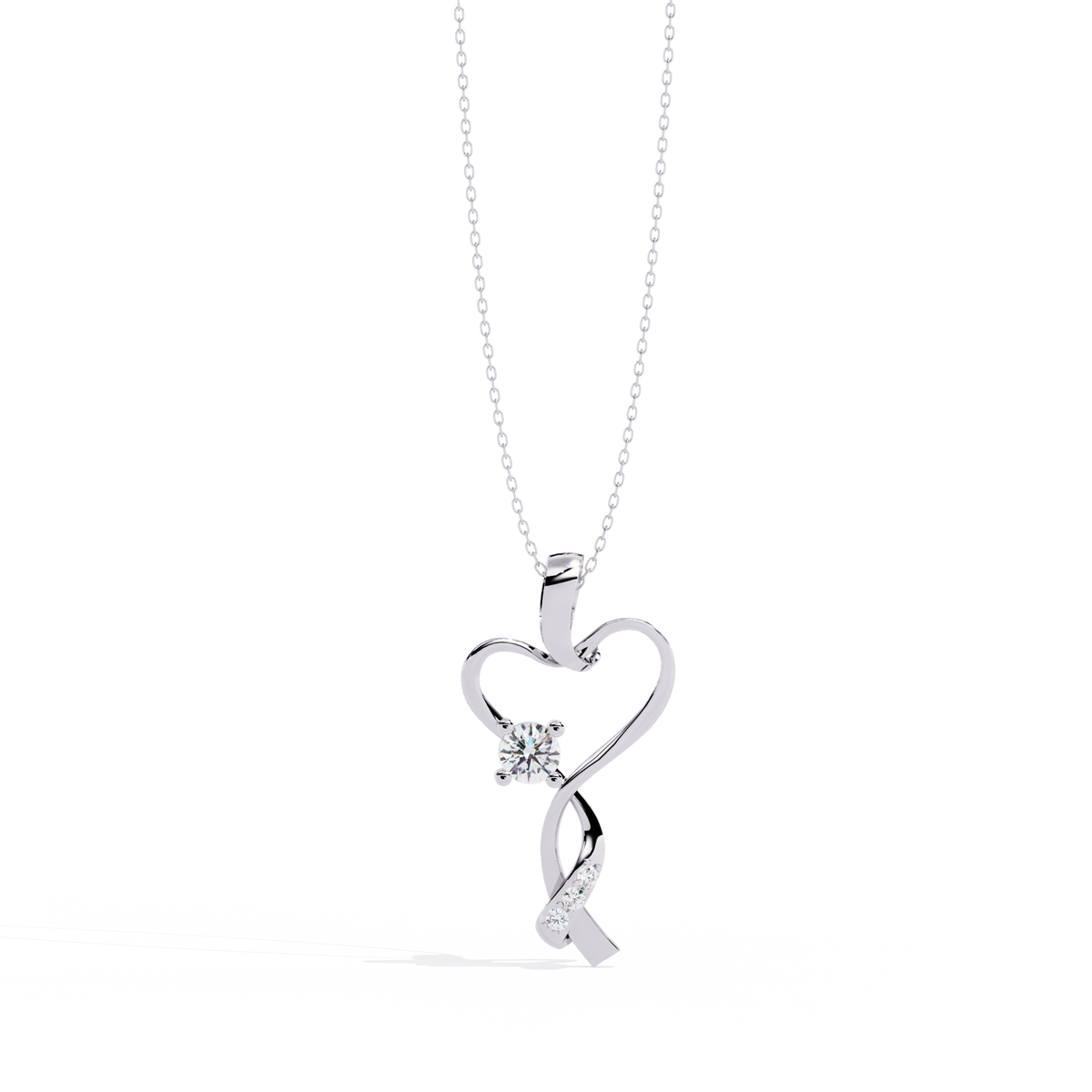 Heart & Twist Diamond Pendant