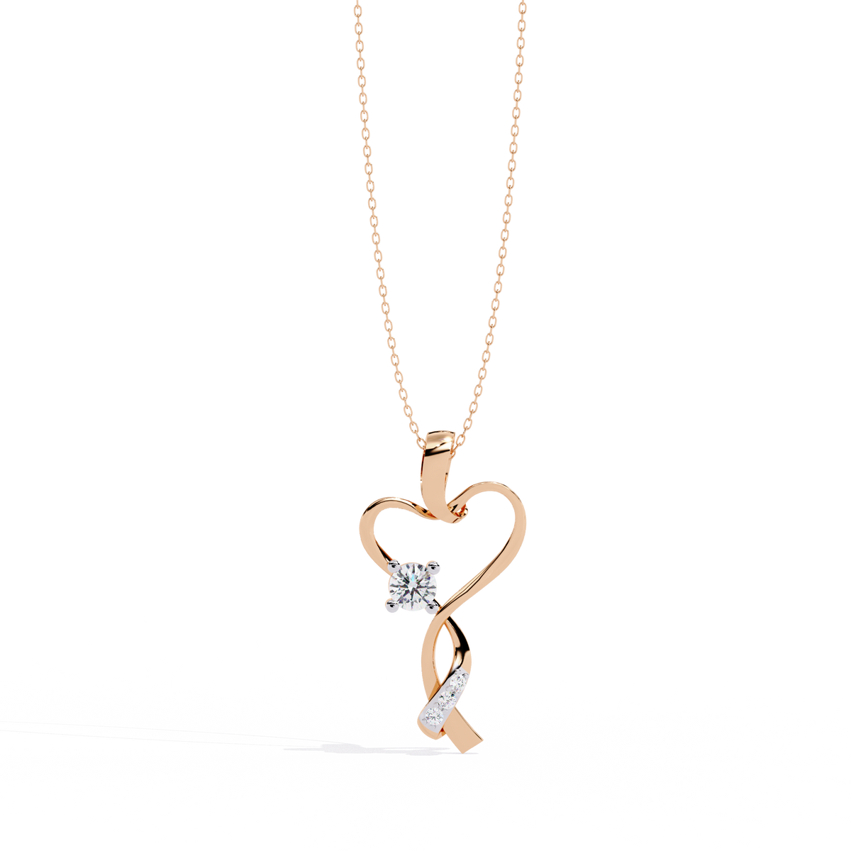 Heart & Twist Diamond Pendant