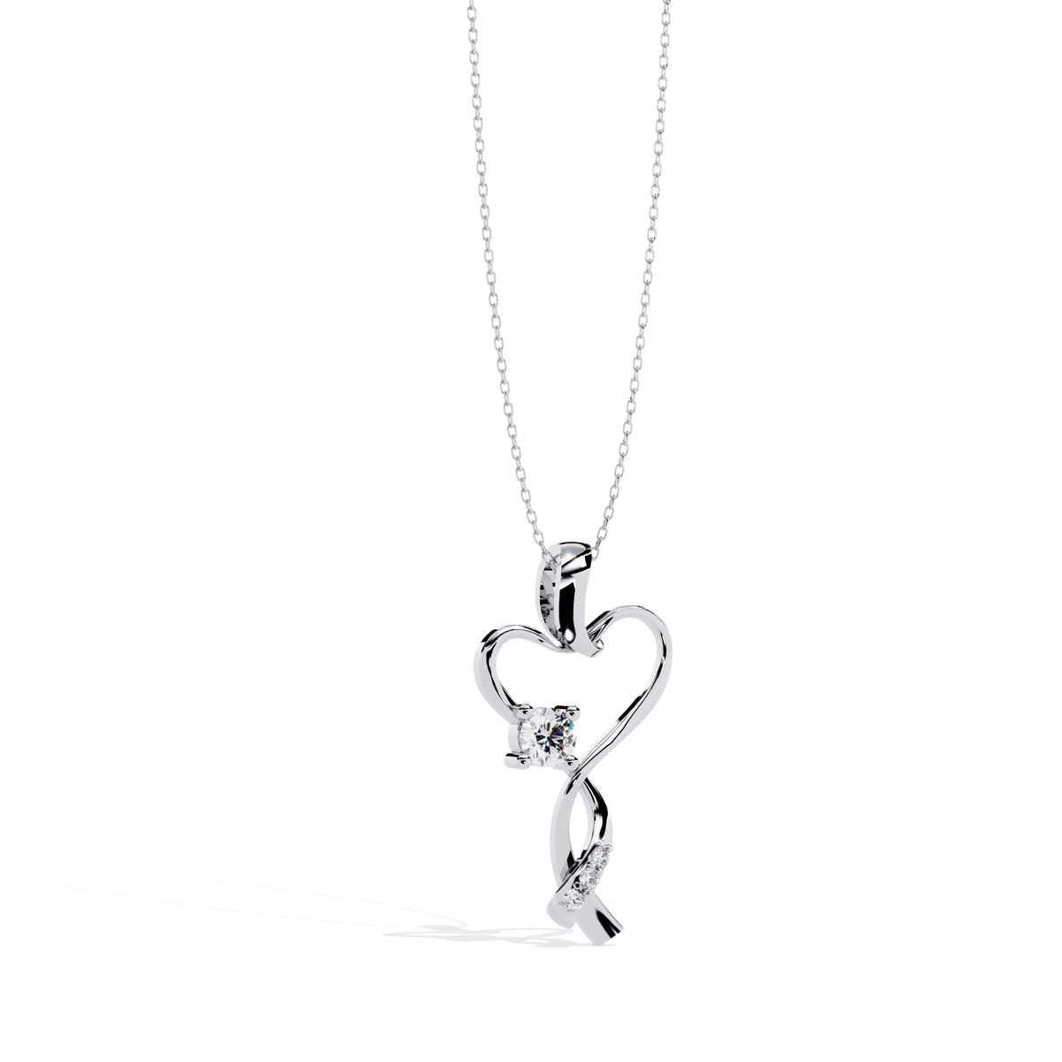 Heart & Twist Diamond Pendant