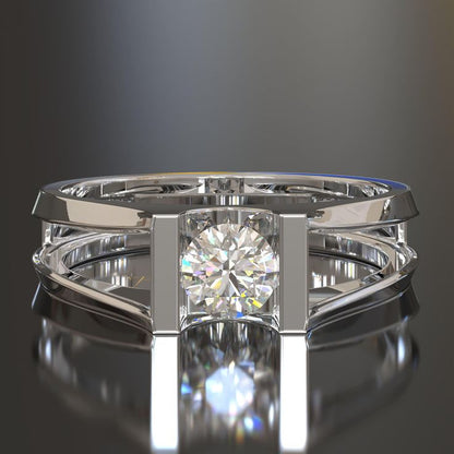 Modern Double-Band Solitaire Ring