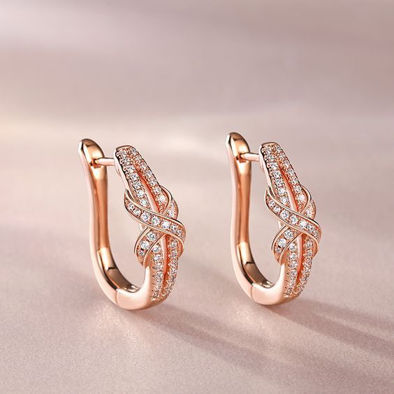 💎 Elegant Rose Gold Twisted Infinity Hoop Earrings