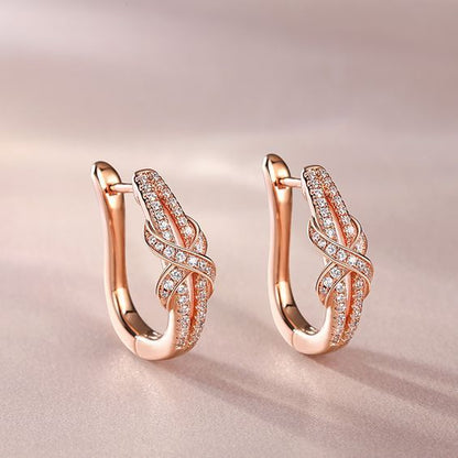 💎 Elegant Rose Gold Twisted Infinity Hoop Earrings